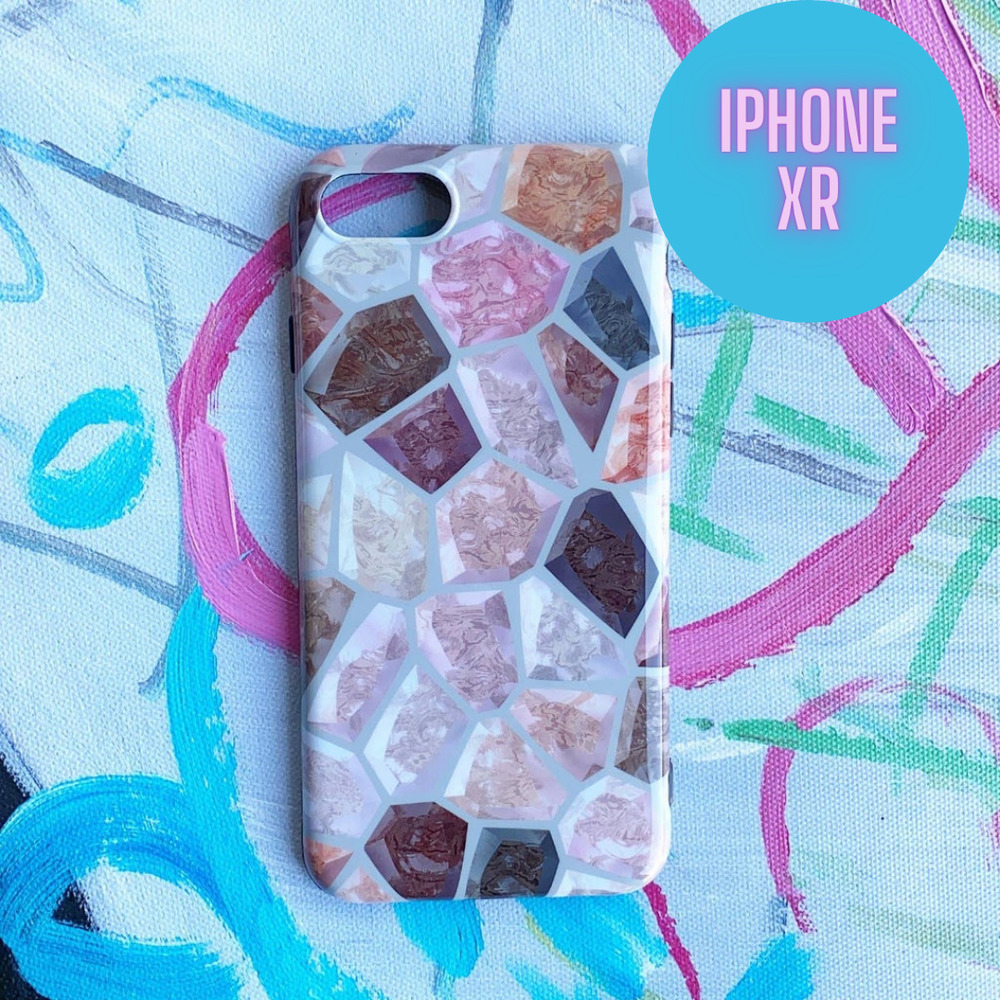 iPhone XR Case Marble Gem Print Cover NEW